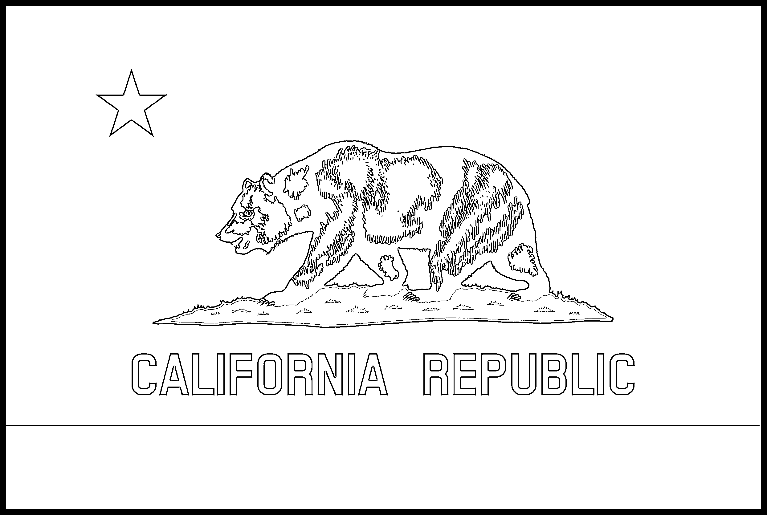 California Flag Coloring Page - State Flag Drawing