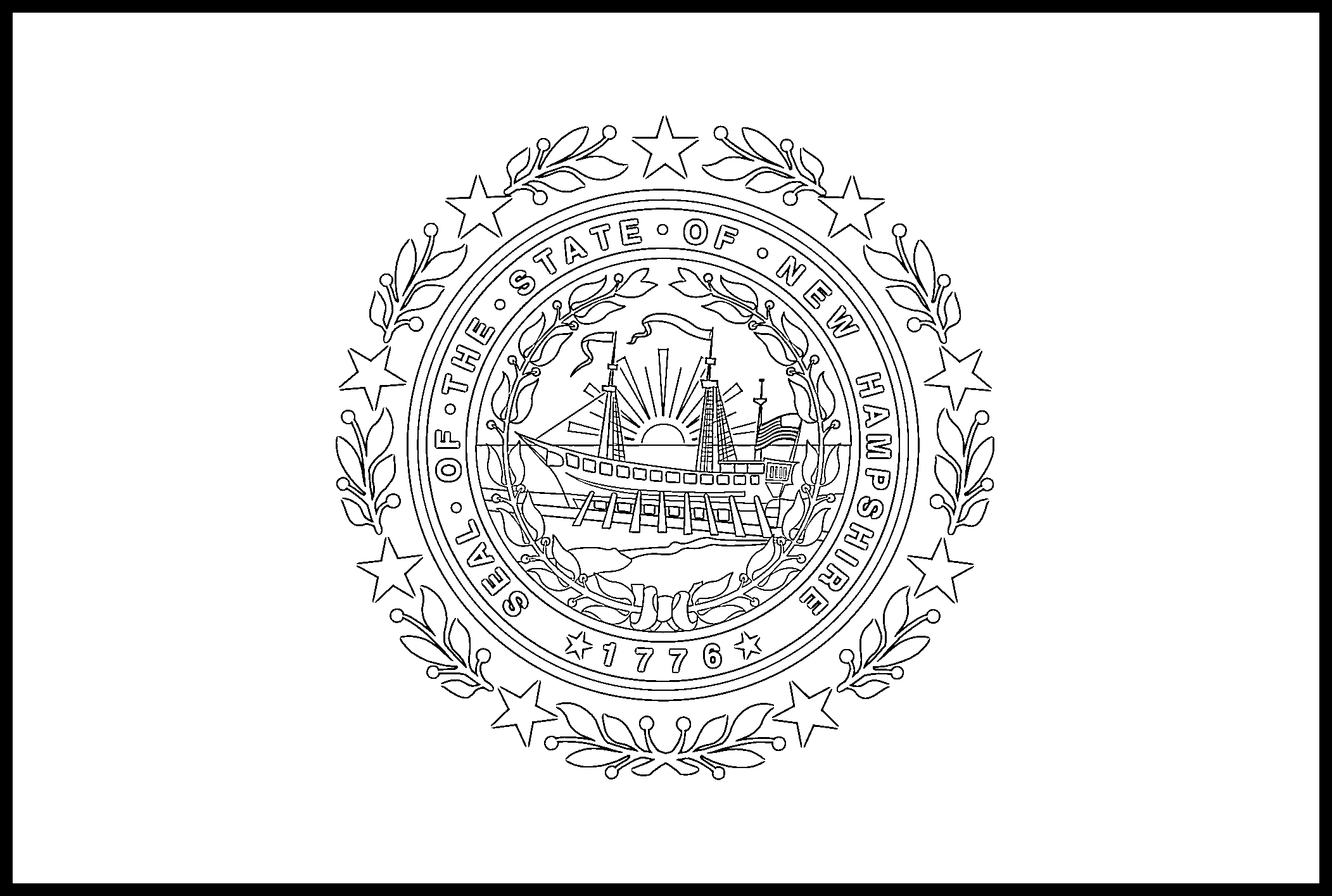 New Hampshire Flag Coloring Page – State Flag Drawing