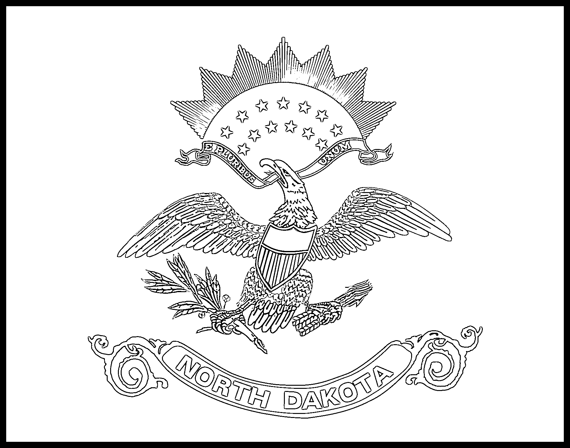 North Dakota Flag Coloring Page – State Flag Drawing