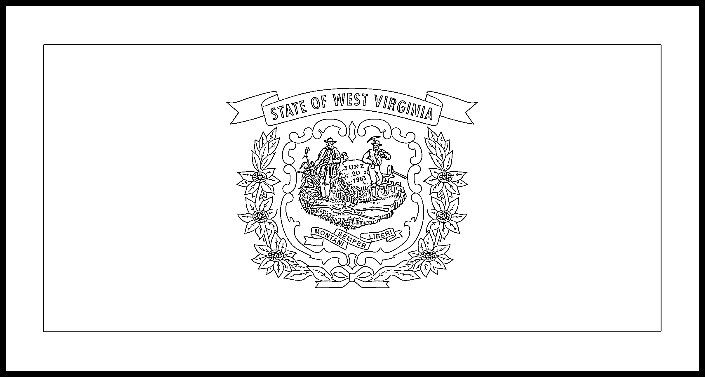 West Virginia Flag Coloring Page – State Flag Drawing
